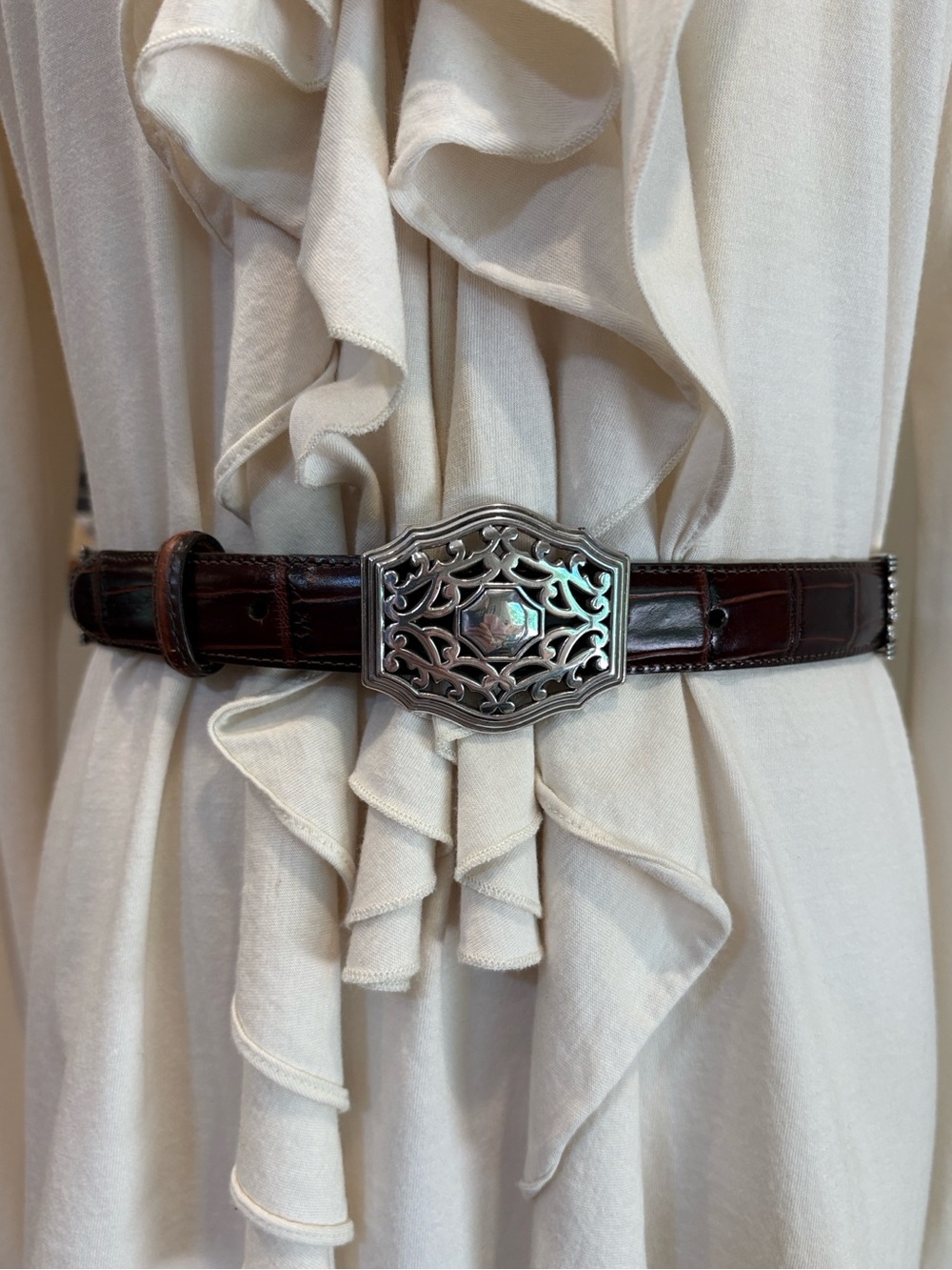 Vintage Brighton Brown Leather Belt with Silver Conchos size Medium / 30